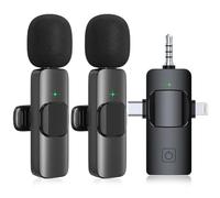 Cvrpaor Wireless Lavalier Microphones, Mini Microphones, 3 in 1, Plug-Play, Noise Reduction Dual Lapel Mics, 2.4Gz,7H Video Recording for iPhone iPad Android Camera YouTube TikTok