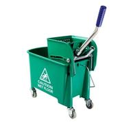 CVS2020.COM 20L Commercial Mop Bucket with Built-in Wringer - Ergonomic Design, Heavy-Duty Cleaning Trolley on Wheels, Easy Emptying & Filling, Efficient Water Removal for Quick Drying (Green)