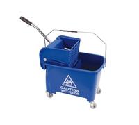 CVS2020.COM 20L Commercial Mop Bucket with Built-in Wringer - Ergonomic Design, Heavy-Duty Cleaning Trolley on Wheels, Easy Emptying & Filling, Efficient Water Removal for Quick Drying (Blue)