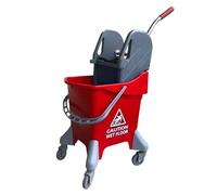 CVS2020.COM Commercial Mop Bucket with wringer 31 Liter with Ergonomic Design, Efficient Cleaning System, Easy Filling & Emptying, Cleaning Trolley on Wheels (Red, 31L)