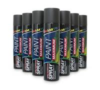 CVS2020.COM Universal Acrylic Black Spray Paint 12x 300ml - Fast Drying Solvent-Based Aerosol for Wood Plastic Glass - UV Resistant, Weatherproof, Rust Protection for Interior & Exterior Use(12)