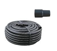 CVS2020 Flexible Pond Hose Pipe 15M & 38mm Vacuum Hose Adapter (38mm to 32mm) - Corrugated PVC Pond Pump Hose for Filters, Waterfalls & UVC Systems + Universal Vacuum Connector for Numatic Henry