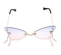 CVUTOVO 1 Pair Rimless Glasses Butterfly Shape Frameless Sunglasses PC Material Funky 90s Style Fashionable Trendy Design for Street Style Outdoor Use