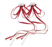 CVUTOVO 1 Pair Traditional Chinese Tassel Hair Clips Elegant Hanfu Accessories Red Ribbon Hairpin for Cosplay Weddings and Daily Wear