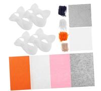 CVUTOVO 1 Set DIY White Kit Plush Unfinished Mask for Halloween Masquerade and Crafts Paintable Animal Mask Set and Accessories for Creative Fun