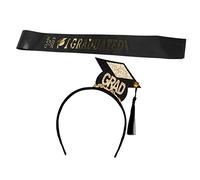 CVUTOVO 1 Set Graduation Sash and Mini Cap Headband Set Comfortable and Stylish Graduation Party Supplies for Ceremonies and Photo Props Includes