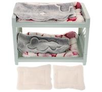 CVUTOVO 1 Set Small Animal Bunk Bed with Mats - Double Layer Hamster Bed Cozy Hideout - Warm Cage Bedding for Guinea Pigs, Chinchillas, Mice and Rats