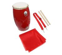 CVUTOVO 1 Set Traditional Chinese Waist Drum Durable Performance Hand Drum with Strap Sticks for Adults and Dance Celebrations Red Cowhide
