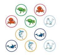 CVUTOVO 10 Packs Potty Training Stickers for Home with Reusable Color Changing PVC Adhesive Decals, Marine Animal Cartoon Design Toilet Seat Targets for ’s Toilet Training and Kindergarten