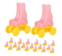 CVUTOVO 10 Pairs Miniature Roller Skates for Dolls Adorable DIY Dollhouse Accessories Tiny Four-wheel Doll Shoes Charming Finger Shoes and Skating Scenes
