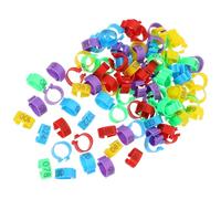 CVUTOVO 100pcs Multi-functional Bird Identification Leg Bands for Racing Pigeons and Poultry Operations Management, Lightweight Abs Material, Mixed Colour Readable Numbered Random Color