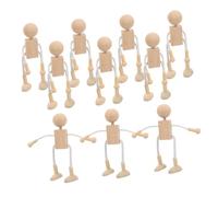 CVUTOVO 10PCS Adjustable Unfinished Wooden Robot Figures for Boys and Girls Creative DIY Craft Art Projects Mini People Doll Toys Nature Bodies Cups for Imaginative Play