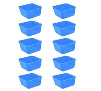 CVUTOVO 10pcs Bird Cage Hanging Cups: Chicken/Rabbit/Poultry Food Bowl - No Spill Feeder and Waterer Coop Cup - Hanging Parrot Food Dishes for Pigeon Quail Parakeets, Sky-Blue