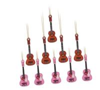 CVUTOVO 10pcs Mini Acoustic Guitar Xmas Miniature Decor Musical Instrument Model Christmas Tree DIY Hanging Ornaments Party Favor
