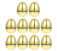 CVUTOVO 10pcs Refillable Plastic Easter Eggs in Golden Colour Lightweight and Safe Egg Ornaments and Home Festival Decorations