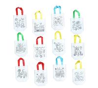 CVUTOVO 12Pcs Graffiti Foldable Bags DIY Art Craft Storage Pouches for Home Kindergarten and Outdoor Walking Activities Multi Pattern