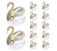 CVUTOVO 12pcs Plastic Swan Candy Boxes for Wedding Party Supply, Multi-purpose Candy Storage Containers in European Style with Golden Snack Tray Divided Boxes