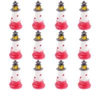 CVUTOVO 12pcs Resin Lighthouse Model Ornaments for Home Decoration, Nautical Themed and Lightweight, for Beach Ocean Theme Party Or Room Decor