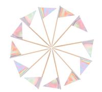CVUTOVO 12pcs Triangle Food Flag Picks for Party Cake Decorations Creative Cocktail Toothpicks for Fruits Desserts Appetizers Versatile Wedding and Birthday Table Styling