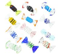 CVUTOVO 12Pcs Vintage Style Abstract Painted Glass Candy Sculptures, Mixed Designs Decorative Home Desktop Ornaments for Party and Event Decoration