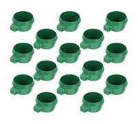 CVUTOVO 15pcs Green round Clip-on Bird Feeding Bowls Small Size Cage Pet Food Containers Parrot Feeding Tools for Birds and Cage Supplies