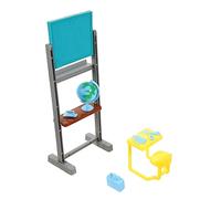 CVUTOVO 16cm Miniature Dollhouse Learning Set Chalkboard Chairs and Globe Classroom Accessories for Boys and Girls and Crafts