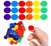 CVUTOVO 180pcs Acrylic Bingo Chips Party Supply Counting Discs Poker Tokens for Math Learning Game Night Family Gathering in Red Yellow Green Purple Orange