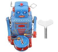 CVUTOVO 1Pc Vintage Clockwork Drumming Robot Retro Tinplate Wind Up Robot Unique Desktop Decoration for Home Office for Collectors Adults