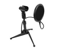 CVUTOVO 1Set Microphone Stand Kit with Filter and Tripod Base for Broadcasting Podcasting and Online Meetings Lightweight and Compact Design Black