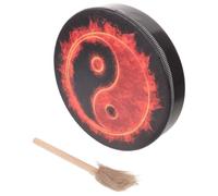 CVUTOVO 1set Yin Yang Shaman Hand Drum with Stick Wooden Frame Percussion Instrument for Meditation Sound Therapy Spiritual Rituals and Relaxation
