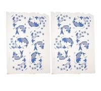 CVUTOVO 2 Pcs Classic Blue and White Pottery Clay Transfer Paper for Handmade Ceramic Underglaze Decals