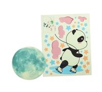 CVUTOVO 2 Sheets Dark Panda Wall Stickers Removable Vinyl Decals for Bedroom Decor Nursery Night Light Effect Moon Cloud Stars Design