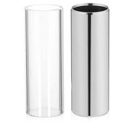 CVUTOVO 2pcs 70mm Medium Bottleneck Guitar Slides Set, Glass and Silver Stainless Steel Slides for Acoustic Electric Guitar and Bass