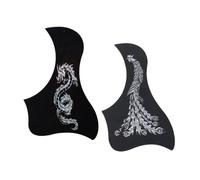 CVUTOVO 2Pcs Acoustic Guitar Pickguard Sticker with Silver Dragon and Design Self-adhesive Anti-scratch Protection Guard for Folk Guitar Lightweight Shield