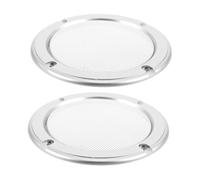 CVUTOVO 2pcs Decorative Speaker Grille Covers Round Metal Protector with Silver Ring White Iron Mesh for Home Car Audio Systems Dirt Guard for Enhanced Speaker Safety