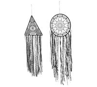CVUTOVO 2pcs Dreamcatcher Wall Art Wall Hanging Ornament Decor Black Cotton Thread Iron Ring Soft to The Touch Resistant to Fading Boho Artistic Unique Design Adults Outdoor Garden Decor