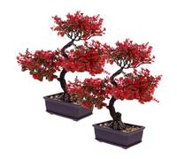 CVUTOVO 2pcs Faux Potted Bonsai Plants Indoor Artificial Tabletop Ornaments for Home Office Decor Greenery Figurines Symbolizing Luck and Accomplishment