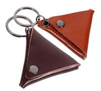 CVUTOVO 2pcs Guitar Pick Storage Pouch Keychain Set, Pu Leather Plectrum Holder for Acoustic Electric Guitar, Ukulele Accessory in Dark Brown and Orange