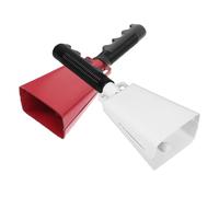 CVUTOVO 2pcs Handheld Metal Cowbells with Ergonomic Grip for Cheering at Football Games and Sporting Events Portable Noise Makers for Parties and Ranch Activities in Red White