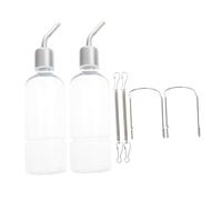CVUTOVO 2PCS Hanging Pet Water Bottles Dispensers for Rabbits Guinea Pigs Chinchillas Transparent Leak Plastic and Stainless Steel Drink Bottles with Easy Installation Accessories