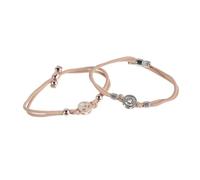 CVUTOVO 2pcs Long Distance Couples Bracelet Gift with Adjustable Braided Rope Design and Copper Material, Romantic Connection Bracelets for Couples for Valentine’s Day or Trips