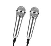 CVUTOVO 2pcs Mini K Song Microphone for Mobile Phones Silver Portable K Singing Bar Microphone Compact Cell Phone for Karaoke Random Style