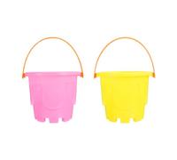 CVUTOVO 2pcs Mini Plastic Beach Buckets for Lightweight Sand Play for Outdoor Fun Parent Interaction for Beach Park Activities Random Color