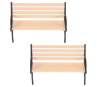 CVUTOVO 2Pcs Miniature Park Bench Set, Natural Wood Color Micro Landscape Model Chairs for Dollhouse and Fairy Garden Decor, Mini Village Seats for DIY Cake Toppers and Train Platform