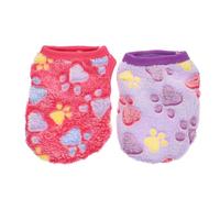 CVUTOVO 2Pcs Pet Bunny Vests Lightweight Fleece Warm Cosplay Clothes for Small Dogs Xxs Soft Festival Apparel with Cute Paw Prints for Puppy Outfits