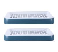 CVUTOVO 2pcs Rabbit Litter Box: Pet Toilet Cage Potty Trainer Corner Box, Small Animals Litter Pan Toilet Trainer with Grate for Hamsters, Guinea Pigs, Rats