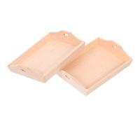 CVUTOVO 2pcs Scale Miniature Wooden Serving Trays for Dollhouse Kitchenware Safe Edges Tiny Decorative Trays for Bread Plates Dining Display Easy to Clean Doll Play House Accessories