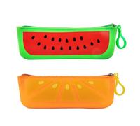 CVUTOVO 2pcs Silicone Pencil Case Set Large-Capacity Zipper Stationery Pouch for Students Suitable for Erasers and Fountain Pens Back to School Organiser