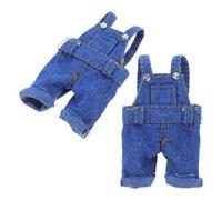 CVUTOVO 2pcs Vintage Blue Cloth Stuffed Bear Overalls with Elastic Straps and Reinforced Seams, Sturdy Miniature Doll Clothes for Stuffed Animals, for Role Playing and Daily Dressup