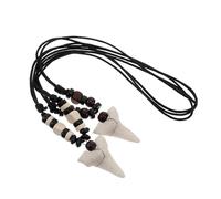 CVUTOVO 2pcs Vintage Shark Tooth Necklace for Men and Women, Adjustable Waxed Cord with Boho Surfer Style, Plastic and Resin Materials, Fashion Accessory for Beach Party